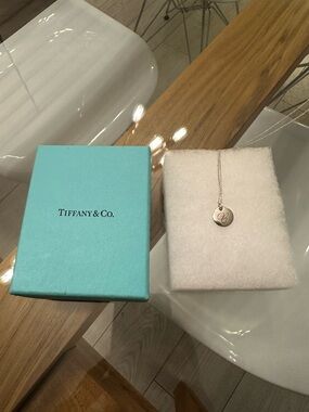Tiffany & Co. Silver Initial Disc Necklace Letter “C”